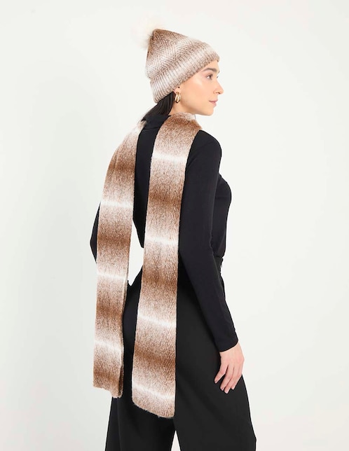Set bufanda gorro liso con pompón de mujer
