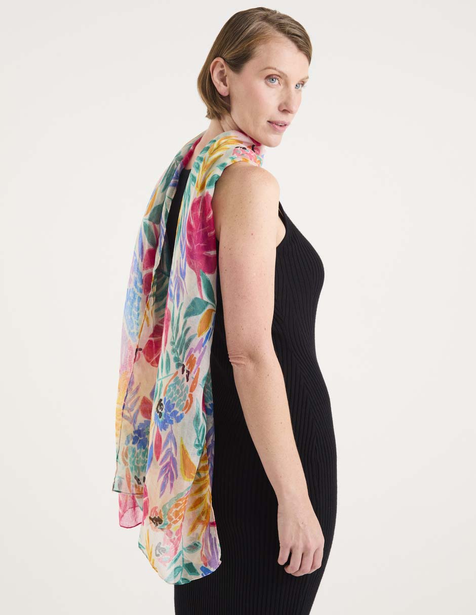 Pashmina con estampado floral para mujer